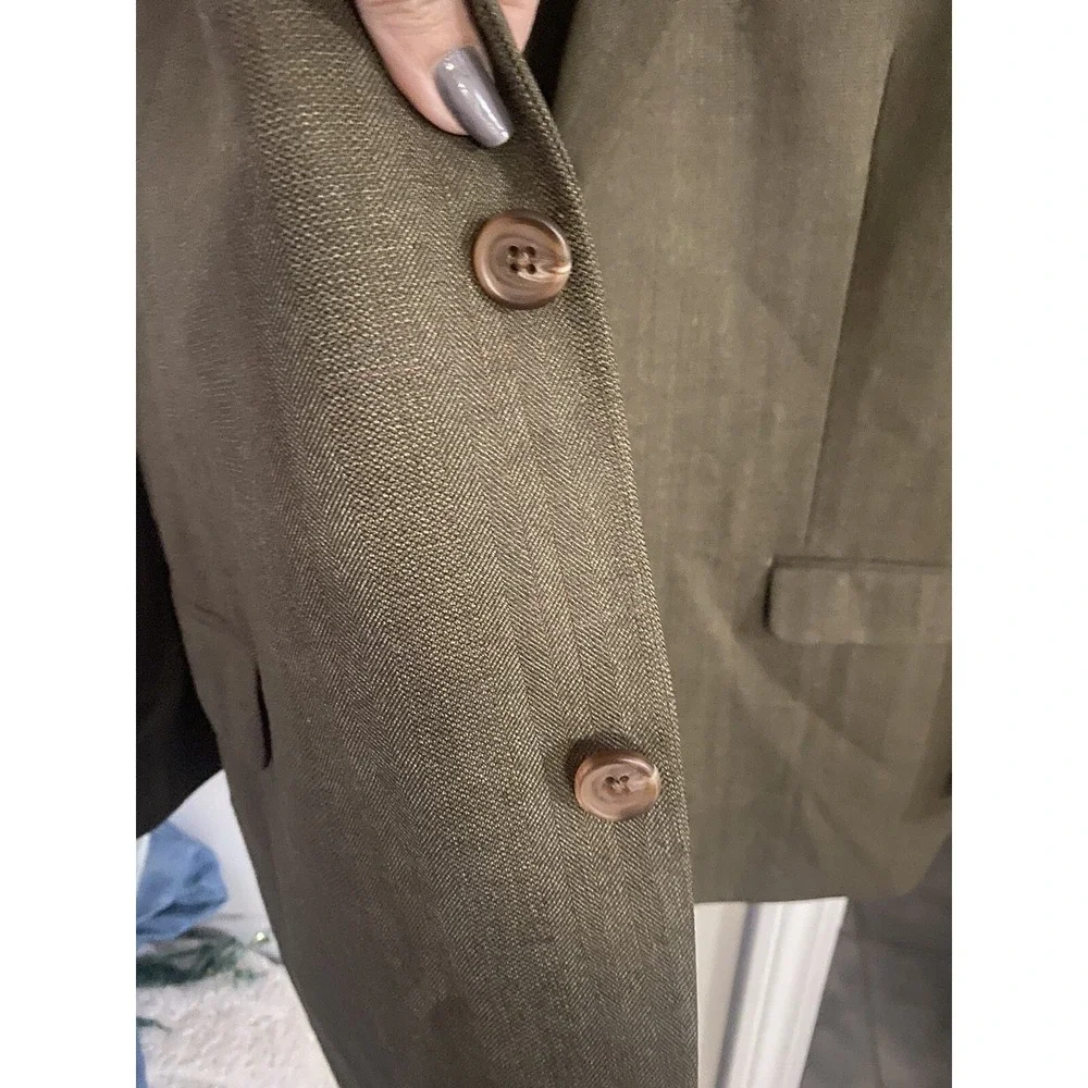 Vintage Ralph Lauren Men Wool Suit Jacket Sports Coat 44R 2 Button Green Brown